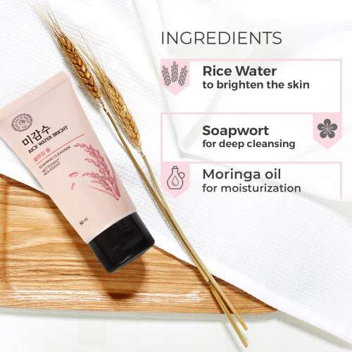 The Face Shop: Rice Water Bright Foaming Cleanser, Face Wash For Glowing Skin & Even Skin Tone- 50ml