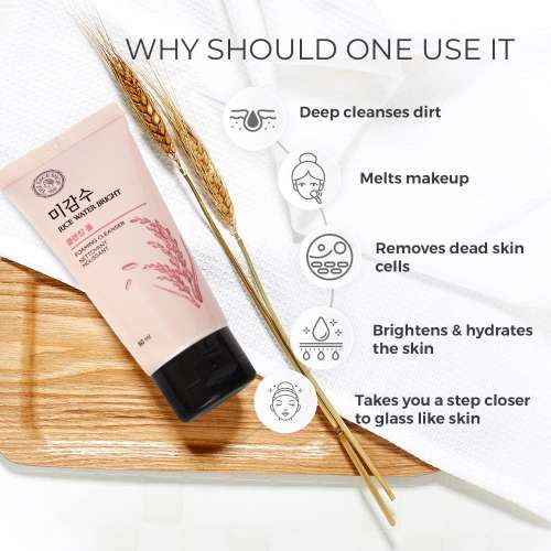 The Face Shop: Rice Water Bright Foaming Cleanser, Face Wash For Glowing Skin & Even Skin Tone- 50ml