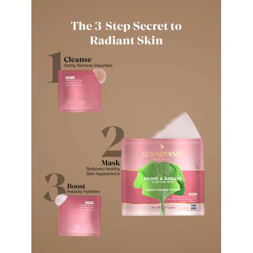 LuxaDerme: Revive & Radiate 3 Step Korean Facial Kit 25ml