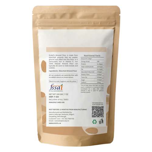 Ecotyl: Natural Almond Flour (Blanched) - 200gm