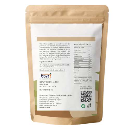 Ecotyl: CTC Tea (Chai Patti) From Assam | Strong Flavour | Classic | 300g