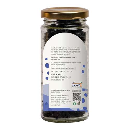 Ecotyl: Natural Dried Blueberries - 150gm Ecotyl: Natural Dried Blueberries - 150gm