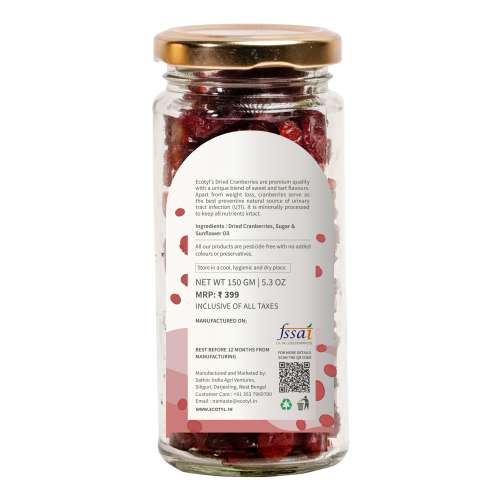Ecotyl: Natural Dried Cranberries - 150gm Ecotyl: Natural Dried Cranberries - 150gm