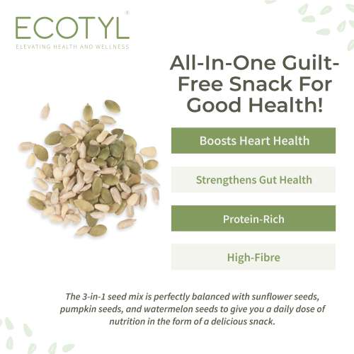 Ecotyl: Seed Mix | Sunflower, Pumpkin, and Watermelon Seeds | Unroasted | 200g