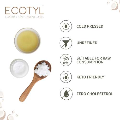 Ecotyl: Cold-Pressed Virgin Coconut Oil | Kachi Ghani | Suitable for Cooking | 500ml