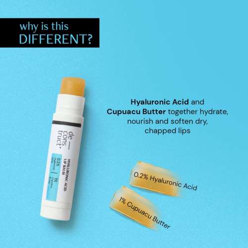 Deconstruct Skincare: Hyaluronic Acid Lip Balm for Dry and Chapped lips - 0.2% Hyaluronic Acid + 1% Cupuacu Butter - 4gm