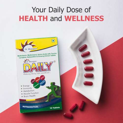 Dr. Morepen: Daily Multivitamin Tablets for Women & Men, Multivitamins & Minerals Supplement - 10 Veg Tablets Pack of 6