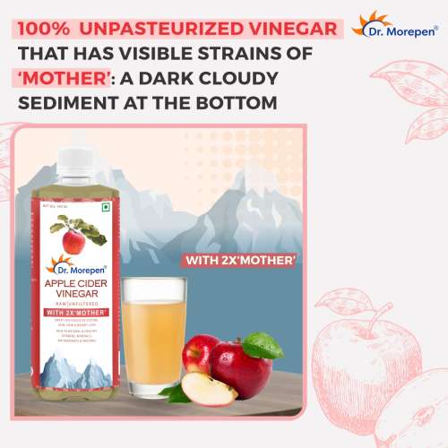 Dr. Morepen: Apple Cider Vinegar With 2x Mother for Weight Management, Immunity, Skin & Hair, Raw, Unfiltered & Unpasteurized - 500ml