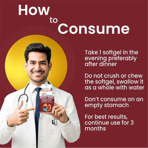 Dr. Morepen: Iron & Zinc Tablets with Vitamin C & B12 for Immunity & Hemoglobin Boost - 60 Veg Tablets Pack of 2