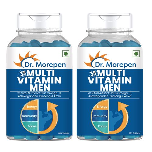 Dr. Morepen: multivitamins for men with omega 3 and herbs 60 veg tablets pack of 2