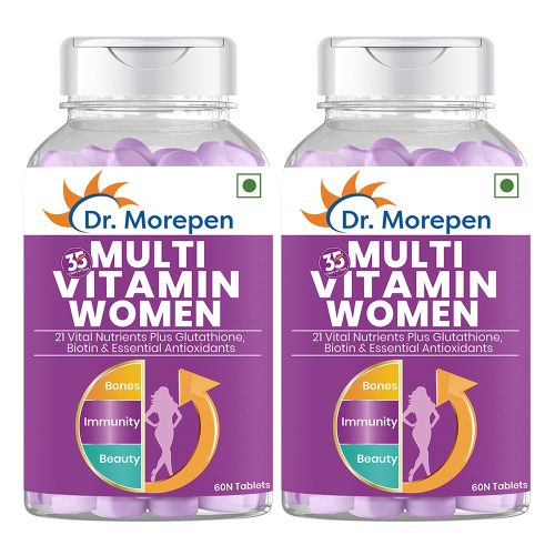 Dr. Morepen: Multivitamins for Women with Calcium & Herbal Extracts for Energy & Immunity Boost - 60 Veg Tablets Pack of 2