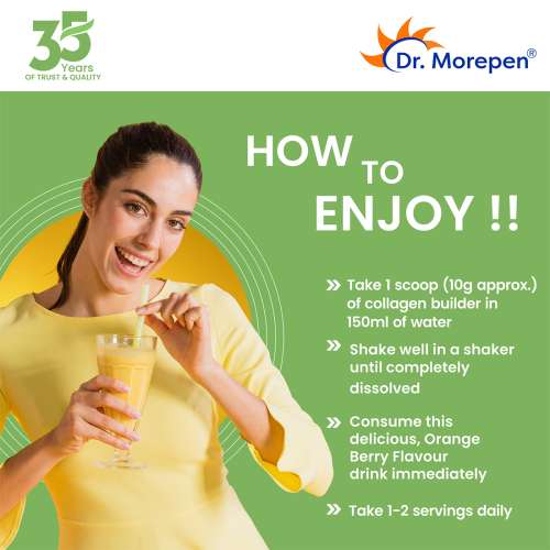 Dr. Morepen: Biotin+ Advanced for Hair Growth, Glowing Skin & Healthy Nails - 60 Veg Tablets  &  Dr. Morepen Natural Collagen Builder, Orange-berry Flavour - 250gm