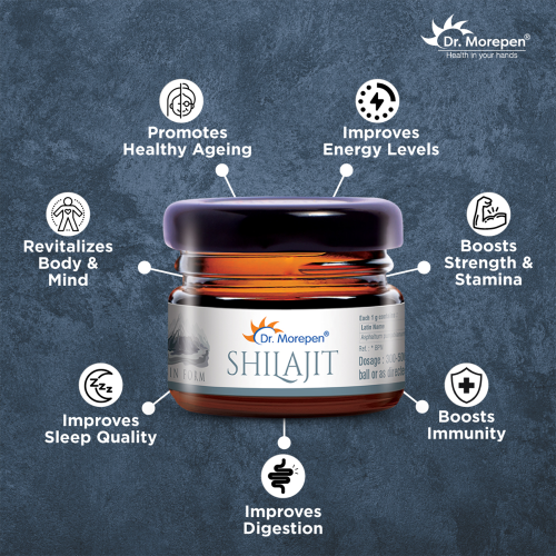 Dr. Morepen: Natural & Pure Shilajit Resin, Ayurvedic Energy Booster & Stamina Enhancer - 15gm and Testo Boost for Men, Testosterone Booster Tablets - 60 Veg Tablets