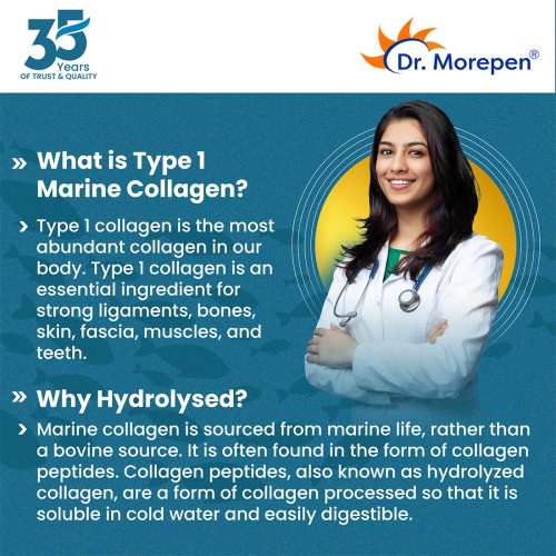 Dr. Morepen: Marine Collagen Skin Protein Powder with Hyaluronic Acid, Vitamin C, Sesabania & Biotin for Healthy Skin, Chocolate Flavour, 31 Servings - 250gm Pack of 2