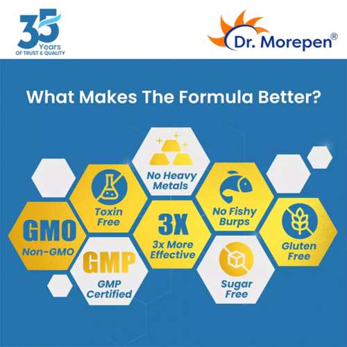 Dr. Morepen: COD Liver Oil Softgels with Natural Omega 3, Vitamin A & D and Omega 3 Deep Sea Fish Oil Triple Strength - 160 Softgels