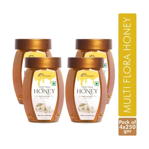 Dr. Morepen: Natural & Pure Multi Flora Honey NMR Tested - 250gm Pack of 4