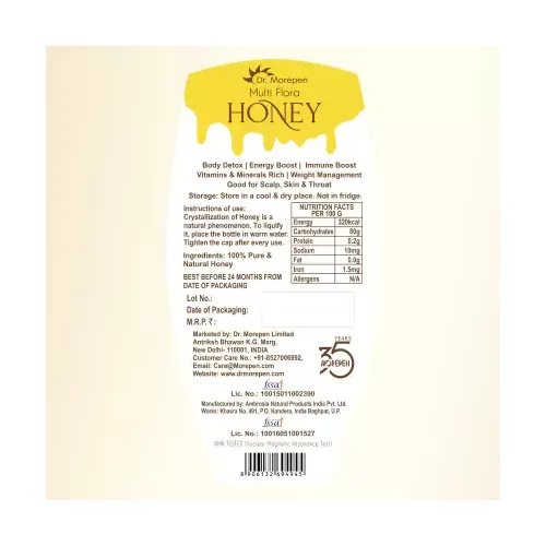 Dr. Morepen: Natural & Pure Multi Flora Honey NMR Tested - 250gm Pack of 4