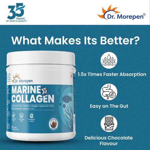 Dr. Morepen: Biotin+ Advanced tablets & Dr. Morepen Marine Collagen Protein Powder, Chocolate flavour-250 gm