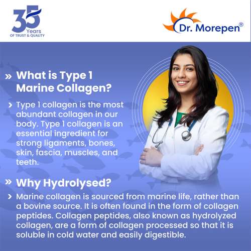 Dr. Morepen: Skin Collagen Protein Powder With Hyaluronic Acid, Vitamin C, Sesabania & Biotin For Healthy Skin | Pineapple Flavour | 250g Pack of 2