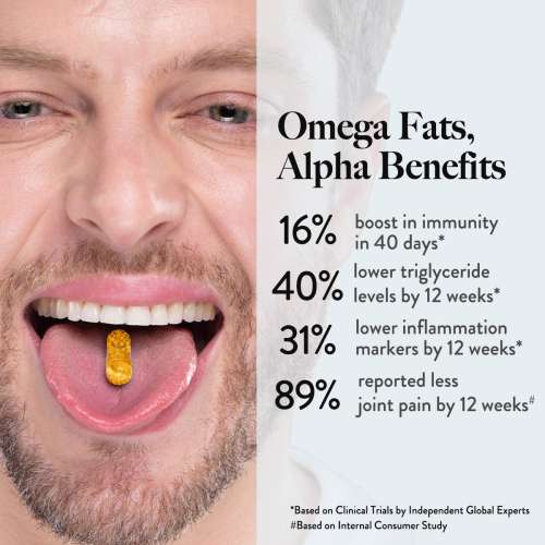 Wellbeing Nutrition: Slow Triple Strength Omega-3 Fish Oil Capsules with Curcumin for Men & Women 1240mg - 60 Capsules