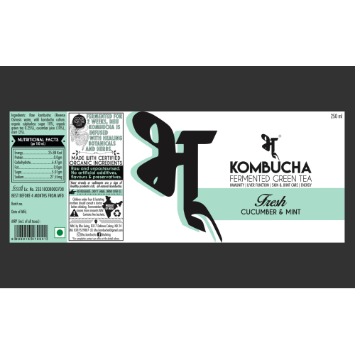 Bhu: Fermented Green Tea - Fresh: Cucumber & Mint 250ml (Pack of 1)