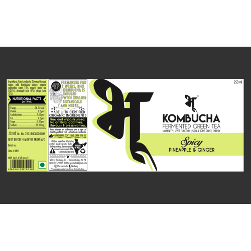 Bhu: Fermented Green Tea - Spicy: Pineapple & Ginger 250ml (Pack of 1)