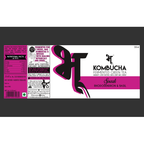 Bhu: Fermented Green Tea - Spark: Rhododendron & Basil 250ml (Pack of 1)