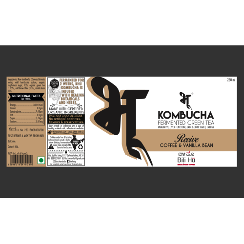 Bhu: Fermented Green Tea - Revive: Coffee & Vanilla Bean 250ml (Pack of 1)