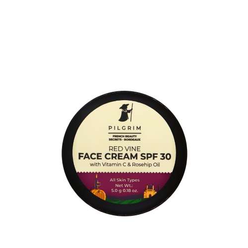 Pilgrim: Mini- Red Vine Face Cream SPF 30 With Vitamin C & Rosehip Oil (PA+++) ( 5 Gm ) ( Mini / Small Pack / Sample )