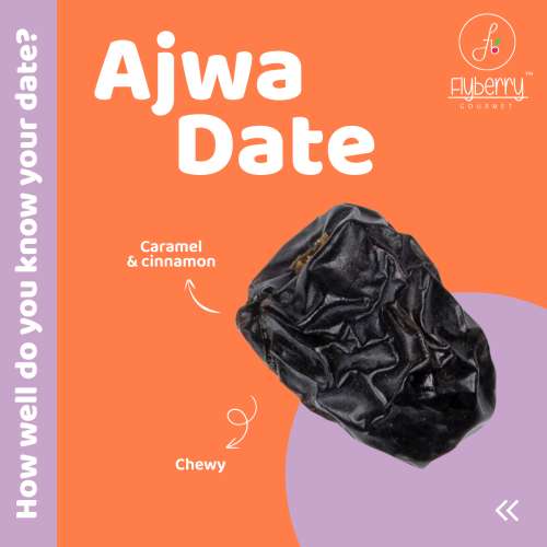 Flyberry Gourmet: Ajwa Dates (Khajoor/Khajur) 400g | 100% Natural | Rich in Calcium, Iron and Potassium | Instant Energy
