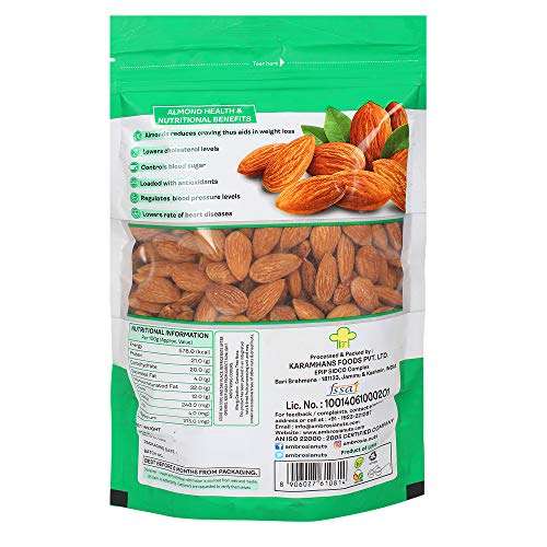 Ambrosia: California Whole Almonds - Pack of 2 (500gm each)