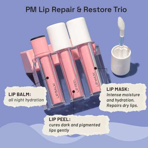 Flurth: 3-in-1 Korean Lip Moisturizing Trio - Night I Vegan & Clean Ingredients I Lip Balm, Lip Peel & Lip Mask