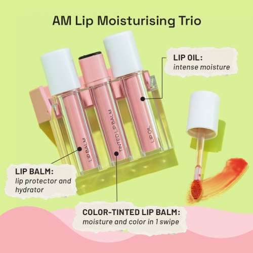 Flurth: 3-in-1 Korean Lip Moisturizing Trio - Day  I Vegan & Clean Ingredients I Lip Balm, Tinted Lip Balm & Lip Oil