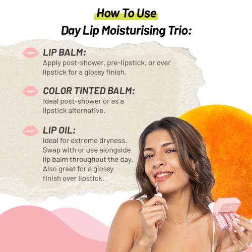 Flurth: 3-in-1 Korean Lip Moisturizing Trio - Day  I Vegan & Clean Ingredients I Lip Balm, Tinted Lip Balm & Lip Oil