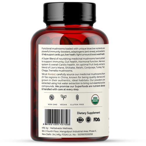 Rooted Active Naturals: Siberian Chaga mushroom Extract  (60 g) |Blood Sugar, Heart & Immunity. USDA Organic, 35% Beta Glucans Rooted Active Naturals: Siberian Chaga mushroom Extract  (60 g) |Blood Sugar, Heart & Immunity. USDA Organic, 35% Beta Glucans