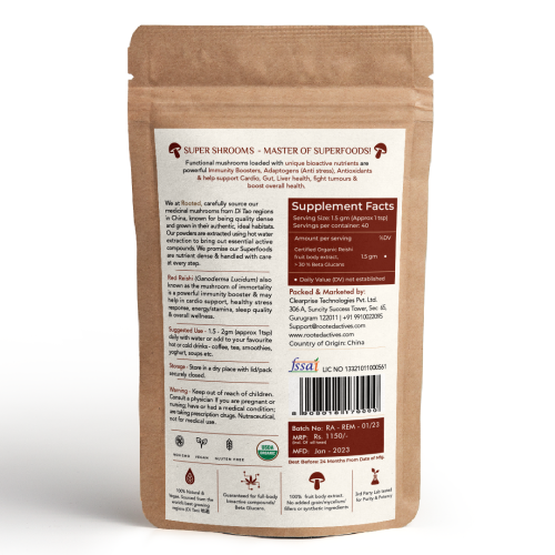 Rooted Active Naturals: Oyster Mushroom Extract Powder | Supports Immunity, Cardio Health, Helps Healthy Cholesterol & Maintain Blood Sugar Levels |For Immunomodulatory Support |60 g