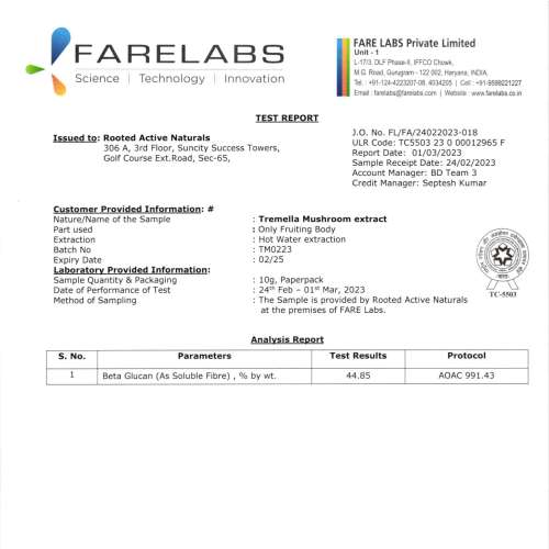 Rooted Active Naturals: Tremella Mushroom Extract  (45 g) |Beauty, Skin Glow, Collagen booster, Hyalyronic acid, Hydration| USDA Organic, 45% Beta Glucans Rooted Active Naturals: Tremella Mushroom Extract  (45 g) |Beauty, Skin Glow, Collagen booster, Hyalyronic acid, Hydration| USDA Organic, 45% Beta Glucans