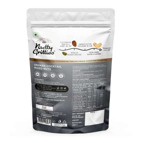 Nutty Gritties: Smoked Cocktail Nut Mix, Almonds, Cashew Nuts, Pistachio Kernels - 200g
