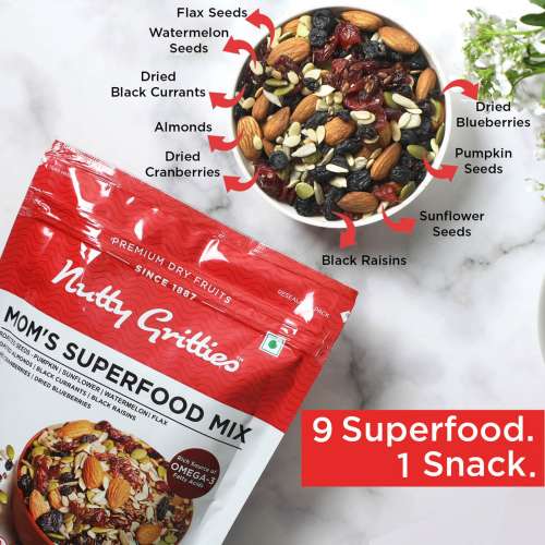 Nutty Gritties: Mom's Superfood Mix, Roasted Seeds, Berries and Nuts Mix - 200g