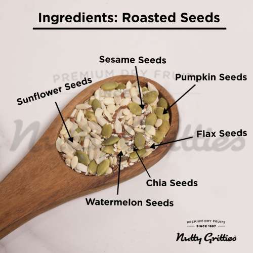 Nutty Gritties: Super Seeds Mix - Roasted - Flax, Chia, Sesame, Sunflower, Watermelon, Pumpkin Seeds - 200g