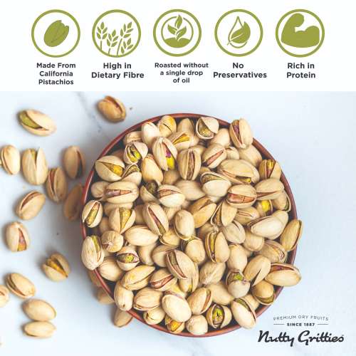 Nutty Gritties: California Roasted Pistachios, Lightly Salted and Dry Roasted - 200g