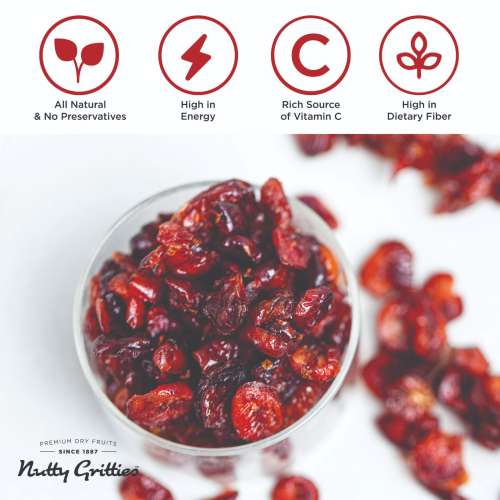 Nutty Gritties: Cranberries Dried & Whole Healthy Snack - 200g