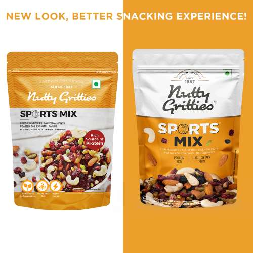 Nutty Gritties: Sports Mix - Roasted Almonds, Cashews, Pistachios, Dried Blueberries, Cranberries and Raisins - 350g
