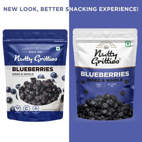 Nutty Gritties: Blueberries Dried & Whole Healthy Snack - 150g