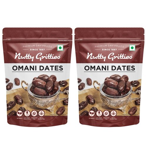 Nutty Gritties: Omani Dates, Khajoor - 1kg (2 Pack of 500g each)
