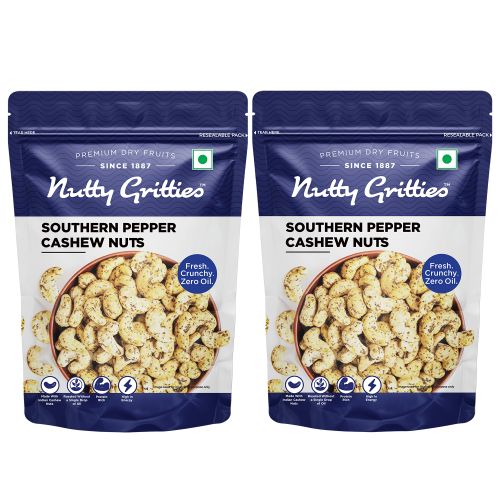 Nutty Gritties: Southern Pepper Cashews & Thai Chilli Blend Combo - 400g (2 Pack of 200g each)