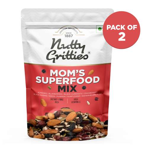 Nutty Gritties: Mom's Superfood Mix, Roasted Seeds, Berries and Nuts Mix - 400g (2 Pack of 200g each)