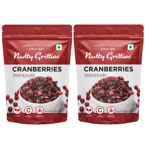 Nutty Gritties: Cranberries Dried & Whole Healthy Snack - 400g (2 Pack of 200g each)