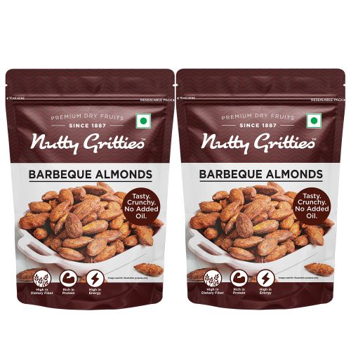 Nutty Gritties: Barbeque Almonds, Dry Roasted Non Fried and Zero Oil - 400g (2 Pack of 200g each)