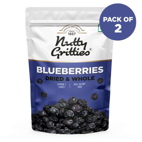 Nutty Gritties: Blueberries Dried & Whole Healthy Snack - 300g (2 Pack of 150g each)